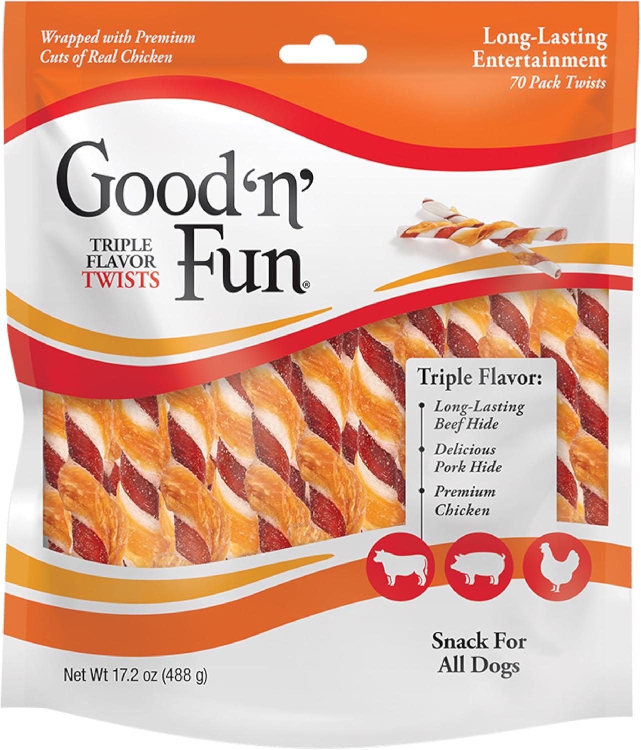 Good'n'Fun Triple Flavor Twists, Dog Chew Sticks, Premium Chicken and Beef Hide Treats for Dogs, 70 Count - Good 'n' Fun - Nimbus Distributors - wholesale and distributors in United States Good'n'Fun Triple Flavor Twists, Dog Chew Sticks, Premium Chicken and Beef Hide Treats for Dogs, 70 Count - Good 'n' Fun - Nimbus Distributors - wholesale and distributors in United States